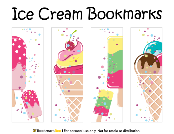 Printable Ice Cream Bookmarks