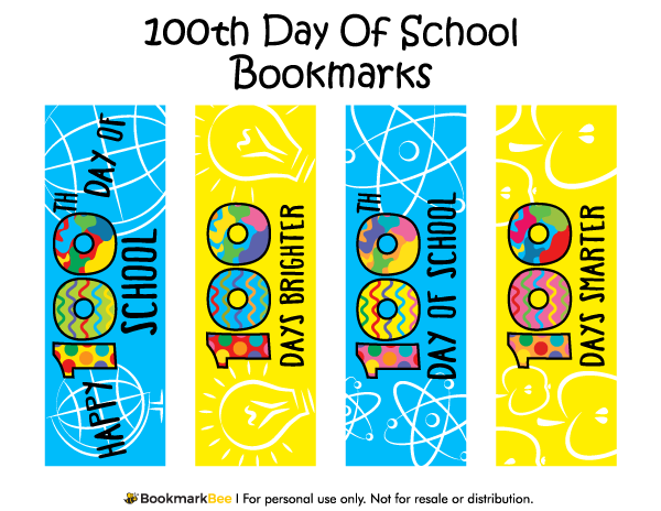 100th Day of School Bookmarks