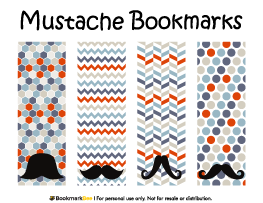 Mustache Bookmarks